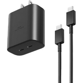 USB C Charger Block,Dual Port USB C Fast Charging Block,45W Surper Fast Charger Type C Wall Charger Plug for S25/S25 Ultra/S25+/S24 Ultra/S24/S24+/S23 Ultra/S23/S22/S20/S21/Note 10,Tab, 5ft C Cable