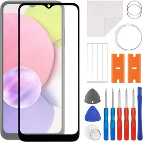 Front Screen Glass Outer Panel Lens Replacement +OCA Compatible with Samsung Galaxy A03s SM-A037 (No LCD Screen and Touch Digitizer) with Repair Kit