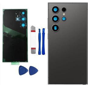 S24 Ultra Back Glass Replacement for Samsung Galaxy S24 Ultra 5G Back Glass Cover for Galaxy S24 Ultra Back Glass with Pre-Installed Camera Lens and Adhesive + Repair Tool Kits (Dark Gray)