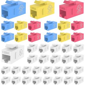 VCE CAT6 Keystone Coupler UL Listed, RJ45 Female to Female Insert Coupler UTP Keystone Inline Coupler, 40 Pack