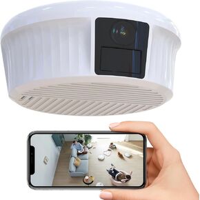 Wireless Indoor Security Camera for Home, 360° Pan WiFi Surveillance Cam for Office with Phone App, 365-Day Standby Battery, Clear Night Vision, PIR Motion, 2-Way Audio, Siren, Ceiling Mount