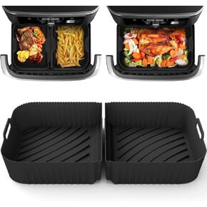 AF500 Silicone Air Fryer Liners for Ninja Foodi Dual Airfryer ، 2 في 1 AIR قابل لإعادة الاستخدام لـ NINJA AF500/FOODI DUAL