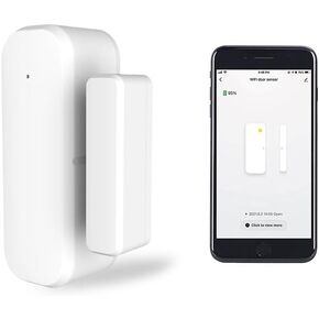 Smart WiFi Door/Window Sensor with App Alert, Tuya Wireless Contact Sensor, No Hub Required, Compatible with Alexa, Google Assistant