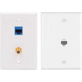 VCE Ethernet Coax Wall Plate (UL Listed) and 2-Pack Ethernet Wall Plate