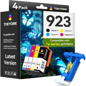 923 Ink Cartridges Combo Pack Replacement for HP 923 Ink Cartridges Work for OfficeJet Pro 8120 8122 8122e 8123 8124 8125 8130 8132 8134 8135e 8138e 8139e Printer Without Chip (4 Pack)