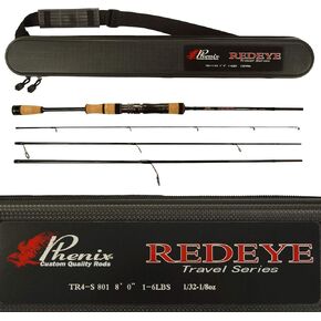 Phenix Rods Redeye Trout/Fly / 8' / 4 PC / 1-6 LB LINE Rating/Moderate/Fast Taper Action / 1/32-1/8 OZ Lure Weight/Essex SIC Guides/Phenix Custom Reel SEAT/Custom Cork & EVA Handle