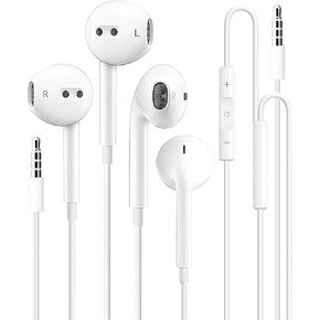 2 Packs Wired Earbuds Headphones for iPhone 3.5mm Earphones with Microphone & Built-in Remote Ultra Clear Calls & no Noise Support for iPhone,iPad,iPod,Laptop,PC,Android Most 3.5mm Audio Devices