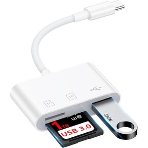 USB C Digital Camera Adapter SD Card Reader for iPhone 16e/16/16 Pro Max/16 Plus/15,Type C Micro SD Card Memory Card Reader for Samsung Galaxy S25 Ultra S24 FE S23 Plus S22,iPad/MacBook,Laptop,Android