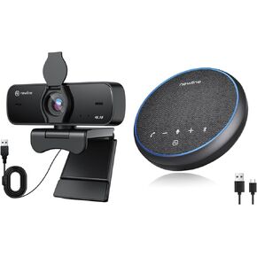 4K HD PC Webcam-NewEye 60s & Conference Speaker & Bluetooth Microphone,360° Voice Pickup, AI Noise Reduction-Newpie