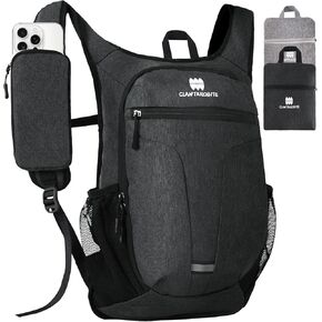 Lightweight Packable Backpack for Women Men - 20L Small Waterproof Foldable Daypack for Travel, Hiking, and Daily Use, Adjustable Chest Strap Multiple Pockets, Black