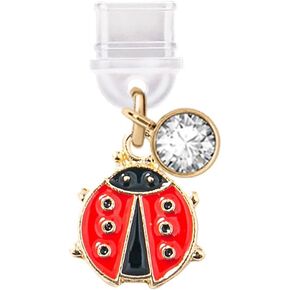 ELISE & FONDA TP474 Type-C Charging Port Anti Dust Plug Little Ladybug Cell Phone Charm for iPhone 15/16/Samsung/OnePlus/Xiaomi/oppo Android Phones (Red)