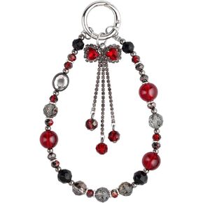 Full Diamond Tassel Bow Phone Charms Strap Shiny Crystal Beaded Phone Chain Luxury Phone Wrist Strap Phone Charm Bag Charms Cell Phone Lanyards for Women Phone Lanyard Wristlet Keychain Accessories
