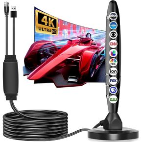 2025 Indoor TV Antenna for Local Channels Easy Setup, Digital Antenna for Smart TV, with Long-Range HD Signal, 4K/1080P Support, 400-Mile Reception, Includes 18ft Coaxial Cable.