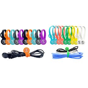 SUNFICON 10 Pack Magnetic Cord Organizers and 10 PCS Upgraded Long Cable Straps