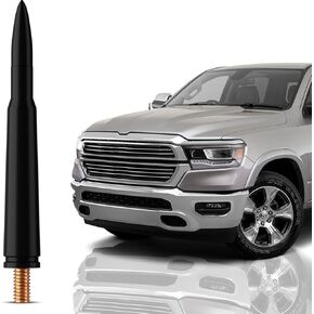 Bullet Antena for Dodge RAM 1500 2500 3500 (2002-2008) - Highly Durable Premium Truck Antenna 5.45 Inch - Car Wash-Proof Radio Antenna for FM AM - Black, 50 Caliber Design