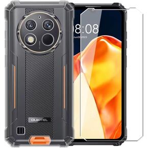 Case for Oukitel G1 + Glass Screen Protector Tempered Film - Transparent Silicone Soft Flexible Bumper Shockproof TPU Protective Cover Shell for Oukitel G1 (Clear)