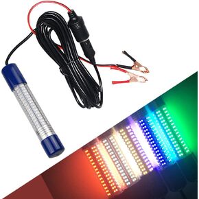 Underwater Fishing Light 1600Lumens 12V 24V 10.8W 180 LED Submersible Dock Light Attractants with Battery Clip & Power Plug IP68 Waterproof 20ft Cord for Docks Boats Kayaks and Saltwater