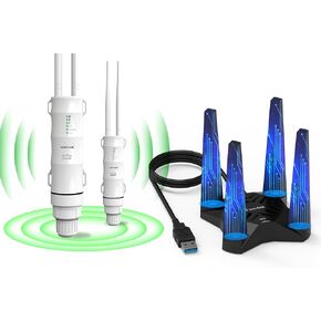 Outdoor WiFi Extender and USB WiFi Adapter Bundle