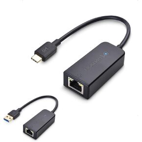 Cable Matters Plug & Play USB to Ethernet Adapter (USB 3.0 to Gigabit Ethernet) & Plug & Play USB C to Ethernet Adapter (Thunderbolt to Ethernet Adapter, Gigabit Ethernet to USB C) in Black