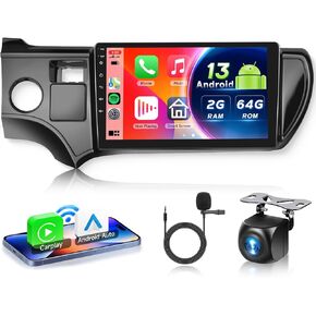 2G+64G for Toyota Prius C 2012-2014 (LHD) Car Radio with Wireless Carplay Android Auto - 9 Inch Touch Screen Android 13 Car Radio - GPS/WiFi/Bluetooth/FM/SWC/HD Backup Camera