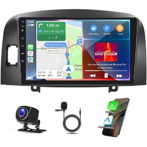 9 Inch Android 13 Car Stereo for Hyundai Sonata NF 2004-2008 IPS Touch Screen Double Din Car Audio Receiver w/Wireless Carplay and Android Auto GPS Navigation Bluetooth SWC BT Backup Camera Mic, 2+32G