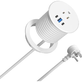 2.5 inch Power Grommet,20W USB-C Charging,1 Outlet with 2 USB C,1 USB Port,Furniture Flush Mount for Desktop,Recessed Power Strip,Workspace Essential Desk Outlet (Black, 6 FT)