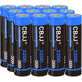 3.7 Volt 18650 Rechargeable Battery 3200mAh 18650 Battery Flat Top High Capacity Batteries for Flashlight, Headlamp, 2 Pack