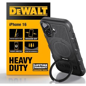 DEWALT 360° Rotatable Magnetic Ring for iPhone 16 Pro Max Case, Heavy Duty Drop Protection Fit for MagSafe w/Stand & Ring Holder, Shockproof Nanobubbles for iPhone 16 Pro Max Phone Case Ostand, Black