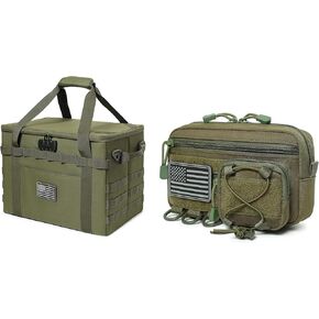 38L Camping Organizer Bag with Combination Lock and Molle Horizontal Admin Pouch