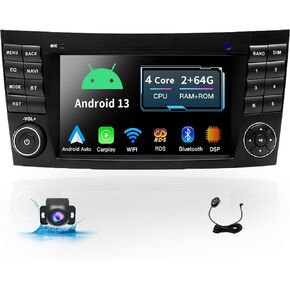 7 Inch 2+64G Car Stereo for Mercedes Benz E Class W211 E200 Carplay Android 13 Auto Radio Upgrade Bluetooth 2002-2009 Dsp Navigation GPS