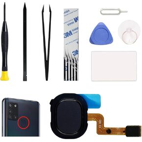 for Galaxy A21S Fingerprint Sensor Flex Replacement Repair Part, Compatible with A21S SM-A217F, with Toolkit, Black