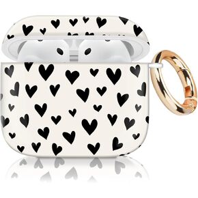 Cute Case Cover Compatible with AirPods 4th Generation 2024, Shockproof for Women & Girls with Golden Round Buckle – Protective, Anti-Drop Design(Cute Heart)