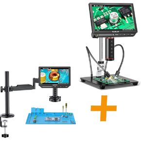 Elikliv Autofocus 4K HDMI Digital Microscope, EM4K-AF Flex Arm Soldering Microscope for Adults+EM4K-AF