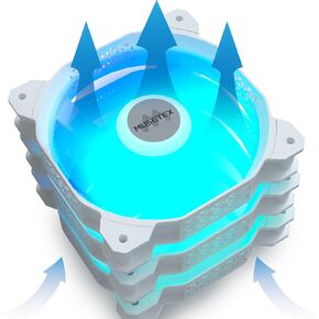MUSETEX PC Fans, 120MM PWM ARGB Reversed-Blade Computer Case Fans, Adjustable Speed, Customizable Lighting, Excellent Cooling Performance, White, Pack of 3, MF