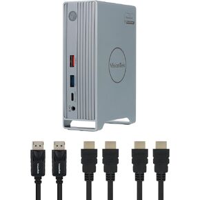 VisionTek VT7100 Triple Display 4K USB-C Docking Station & Cable Bundle - 100W Power Delivery - USB-C, Thunderbolt 3&4 Compatibility - 1 DP, 1 HDMI, 5 USB, 1 USB-C, 1 RJ45, & 3.55mm Audio Combo Port