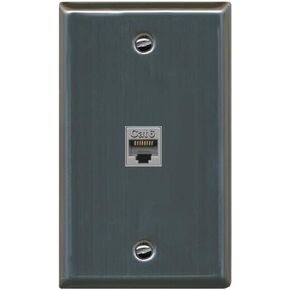 RiteAV 1 Gang 1 Port Cat6 Wall Plate - Stainless