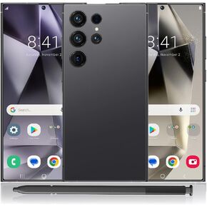 C25 Ultra 5G Unlocked Smartphone,8GB+256GB Fully Unlocked Cell Phone with Android 14,Dual SIM, 6.8" HD Screen,6800mAh Battery, 48MP+108MP Dual Camera and Built-in Stylus (Black)