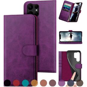 compatible with Samsung Galaxy S25 Ultra Genuine Leather Wallet case【RFID Blocking】【4 Credit Card Holder】【Real Leather】Flip Folio Book Phone case Cover Women Men for S25 Ultra case Light Brown