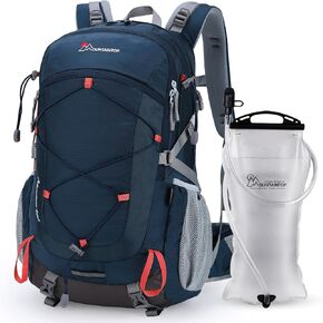 MOUNTAINTOP 40L Hiking Backpack with 3L Hydration Bladder for Men & Women Camping Climbing,Blue and Orange