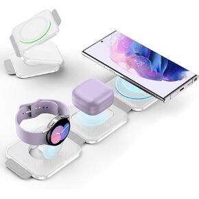 Charger for Samsung, Foldable Travel Wireless Charging Station Stand Compatible for Samsung Galaxy Watch