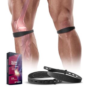 Fitgeno Knee Strap Patella Band: Patellar Tendon Support Brace for Pain Relief Men Women Basketball Tendonitis Jumper Knee Osgood Schlatter Running Football Hiking 2 Pack (Black)