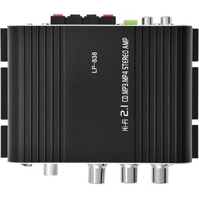 مكبر للصوت ستيريو مضخم الطاقة ، AMP الرقمي Mini Hifi 2.1 Stereo Bass Auto Car Home Audio Audio Audio Audio مع ومدخلات الصوت 3.5 ملم ، زوجان من مقاطع مخرجات السماعات