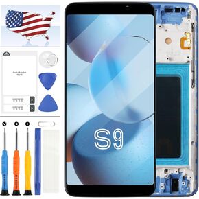 TFT for Samsung Galaxy S9 Screen Replacement for Samsung Galaxy S9 SM-G960U SM-G960F SM-G960W LCD Display Digitizer Touch Full Assembly Repair Kit with Frame (Not Fingerprint) (Blue)