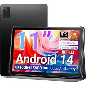 DigiLand Tab M11 PRO 11" Gaming Tablet – Android 14 OS,MediaTek Helio G99 Octa-Core,16GB RAM+256GB Storage,FHD Display,10-Hr Battery,8MP+13MP,Wi-Fi 6,Widevine L1,Stand Case,Google Tablets 2025