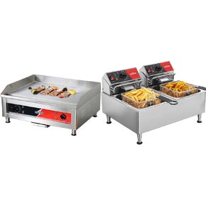 Commercial Countertop Electric Deep Fryer and Griddle