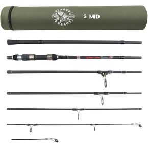 Rigged and Ready S MID Smuggler Big Fish Hi-Carbon Compact Travel Fishing Rod for Predator, Carp & Sea Fishing + 2 Tips & Case (320cm/10.5’ & 270cm/8.85’) + Compact Neoprene Rod Holder