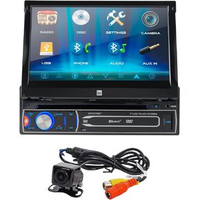 Dual Electronics XDVD179BT 7-inch Motorized Flip Out CD/DVD Single DIN Car Stereo Radio & XCAM150 Backup Camera Bundle
