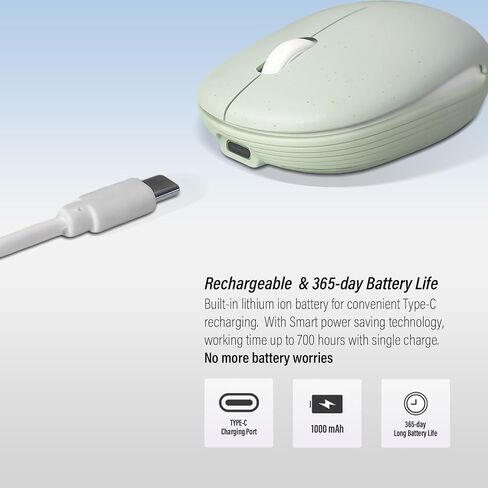 الماوس اللاسلكي (Bluetooth+2.4g) معاد شحنها الماوس الصامت الصامت هادئ مع 4000 نقطة في البوصة لجهاز الكمبيوتر المحمول/الكمبيوتر/ماك بوك/كرومر/السطح برو/ipad/tablet ambidextros (أخضر) in Kuwait