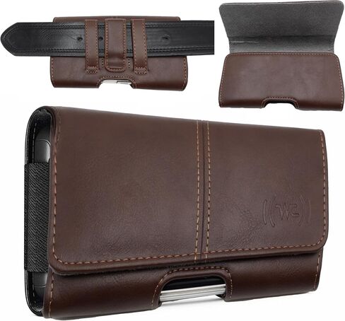Leather Phone Holster for Men Fit to iPhone 11,12,13,14,15,16,12 Pro, 13 Pro,14 Pro, 15 Pro, 16 Pro, Cell Phone Case with Belt Clip/Loop, Carrying Pouch Phone Holder for Protective Case, Medium in Saudi Arabia