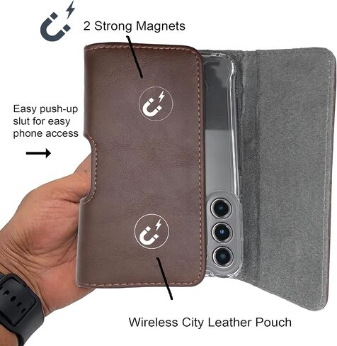 Leather Phone Holster for Men Fit to iPhone 11,12,13,14,15,16,12 Pro, 13 Pro,14 Pro, 15 Pro, 16 Pro, Cell Phone Case with Belt Clip/Loop, Carrying Pouch Phone Holder for Protective Case, Medium in Saudi Arabia